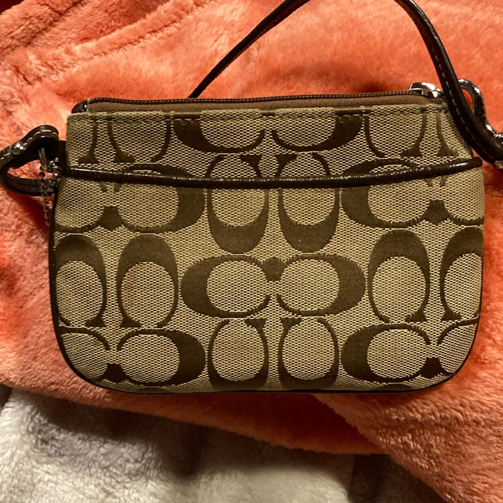 Coach Brown and Tan wristlet